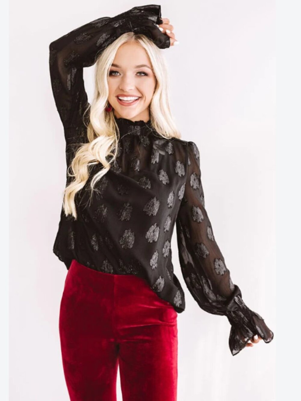 Boutique Do + Be Black City Sparkles Shift Long Sleeve Top S
